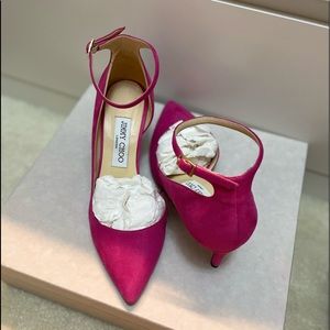 Jimmy Choo Lucy 65 Suede d'Orsay Ankle-Strap Pumps